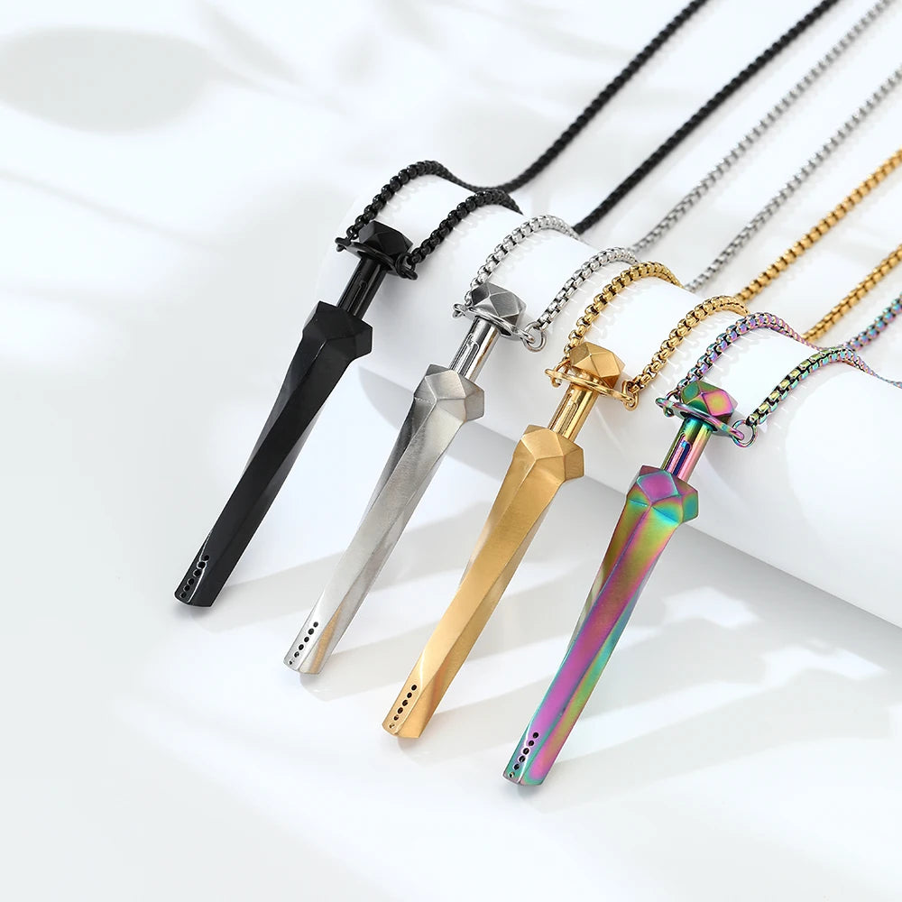 Geometric Cut Breathing Necklace: 2-in-1 Spring Telescopic Straw for Anxiety Relief, Stress Relief & Mindfulness