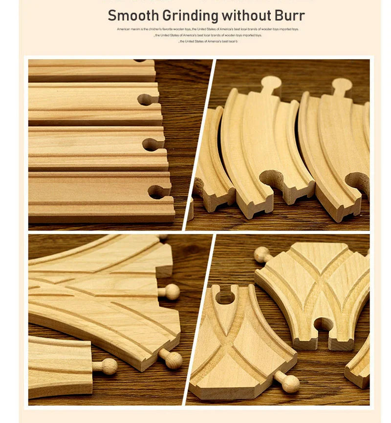 Wooden Track Railway Toys Beech Wooden Train Track Accessories Fit For All Brand Wood Tracks Educational Toys For Children
