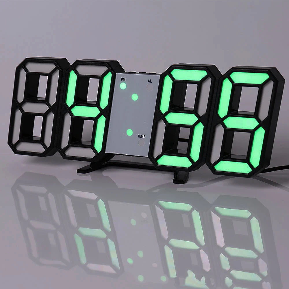 3D LED Digital Wall Clock ,9.7", Large Display Table/ Desk Clock with Remote Control 12/24H Temperature