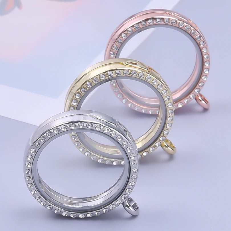 10Pcs/Lot Openable Round Living Reliquary Picture Locket Pendant Glass Floating Cremation Urn Medaillon Colgantes Jewelry Making