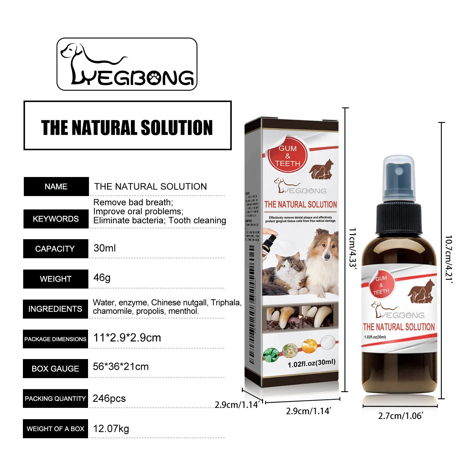 Pet Dental Care Spray for Dogs Cats Bad Breath Eliminator Hygiene Spray Tartar Plaque Control Fresh Breath Natural Formula 30ml