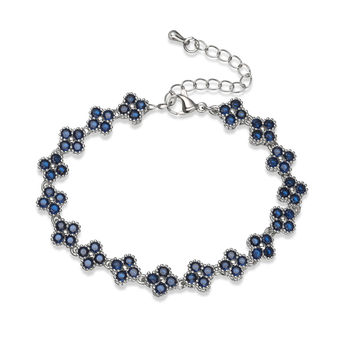 HECHENG, Bijoux Colorful Flower CZ Stone Brass Metal Bracelet/Necklace,Lobster Clasp, Adjustable, Minimalist Romantic Jewelry