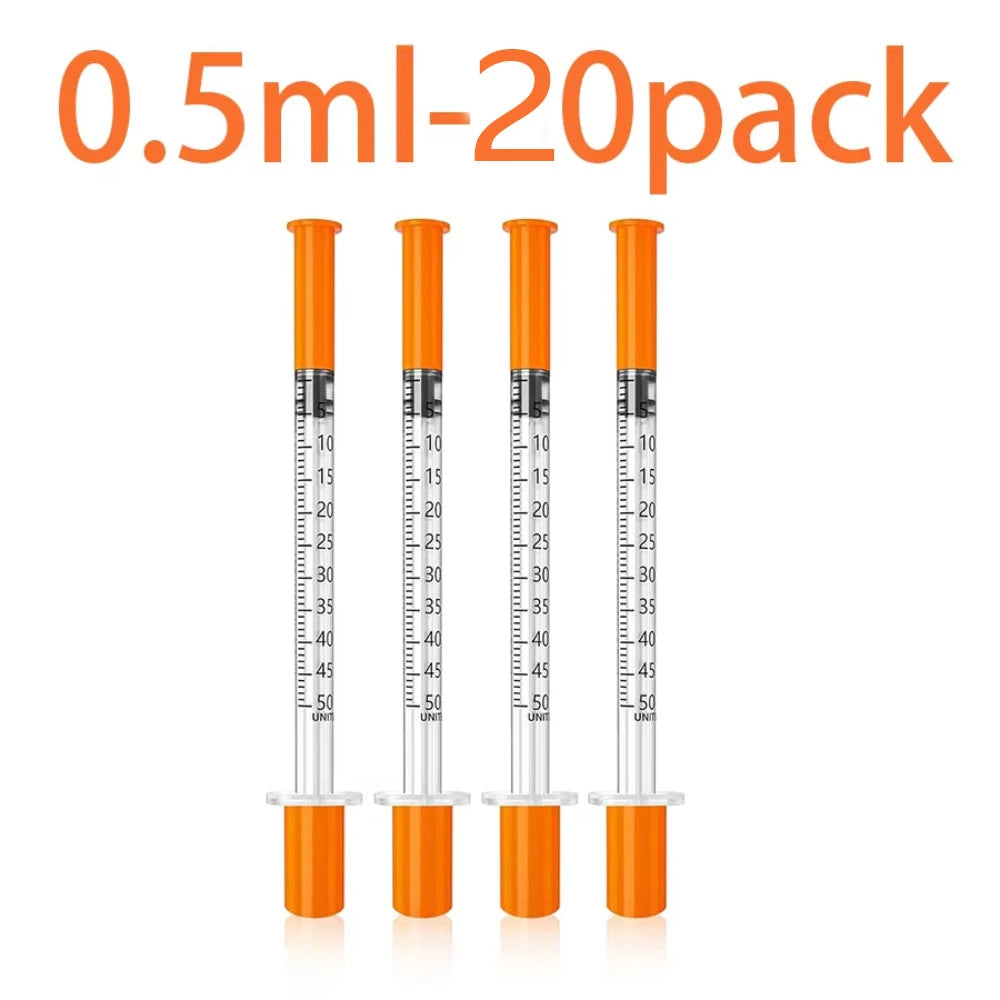 20/50/100pcs 1ml 0.5ml 30G Pet Animal Dog Cat Disposable Syringe Plastic Veterinary Syringe With Needles Medical Supplies