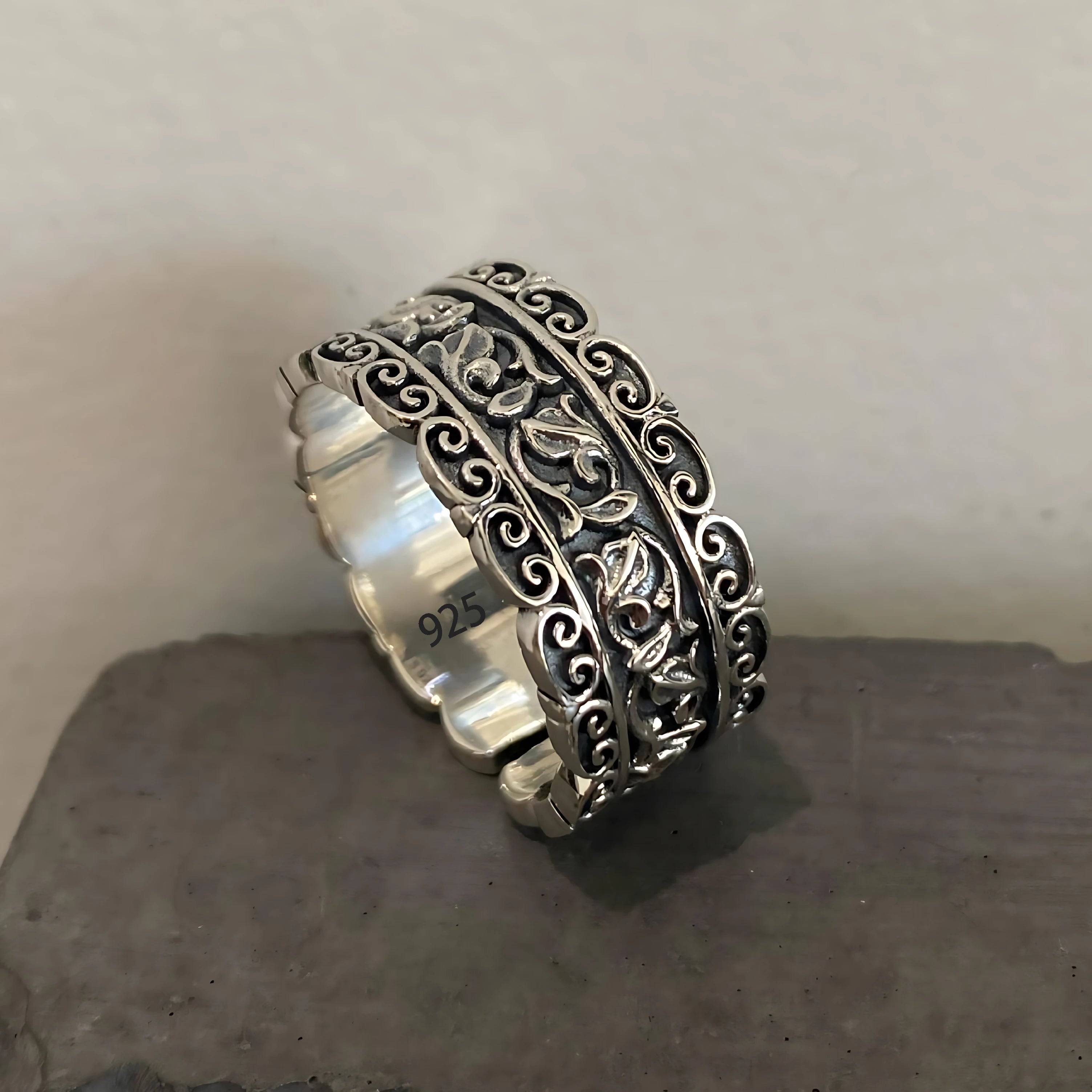 Sam Panda 925 Sterling Silver Mask Ring For Women Gift Frosting Vintage Irregular Personality Punk Jewelry Dropshipping