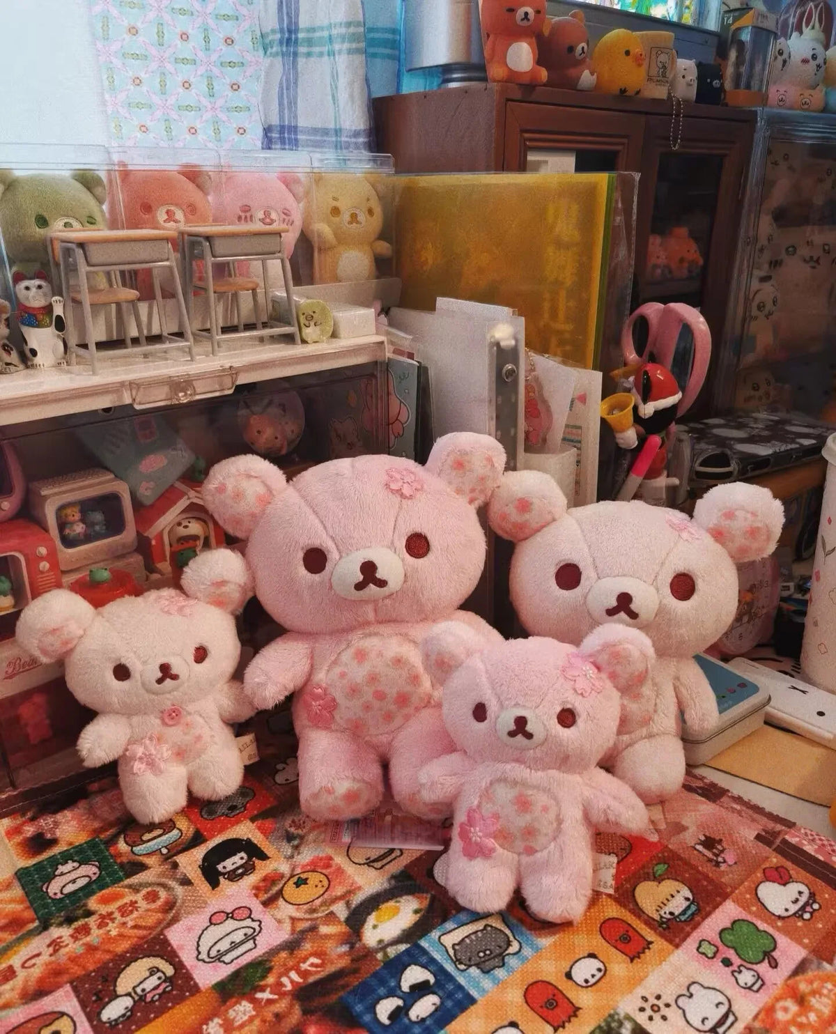 Rilakkuma Pink Cherry Blossom Floral Bear Plush Toy Stuffed Animal Soft Sleeping Hug Pillow Doll Birthday Gift For Women