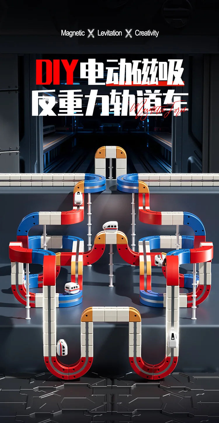 High-Speed Electric Train Set for Kids Magnetic Assembly DIY Educational Gravity-Defying Track Model Car Playset