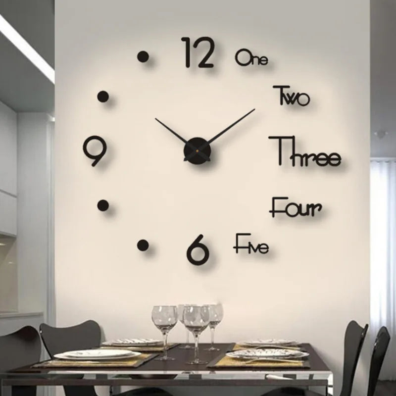 2026 Modern Design Large Wall Clock 3D DIY Quartz Clocks Fashion Watches Acrylic Mirror Stickers Living Room Home Decor Horloge