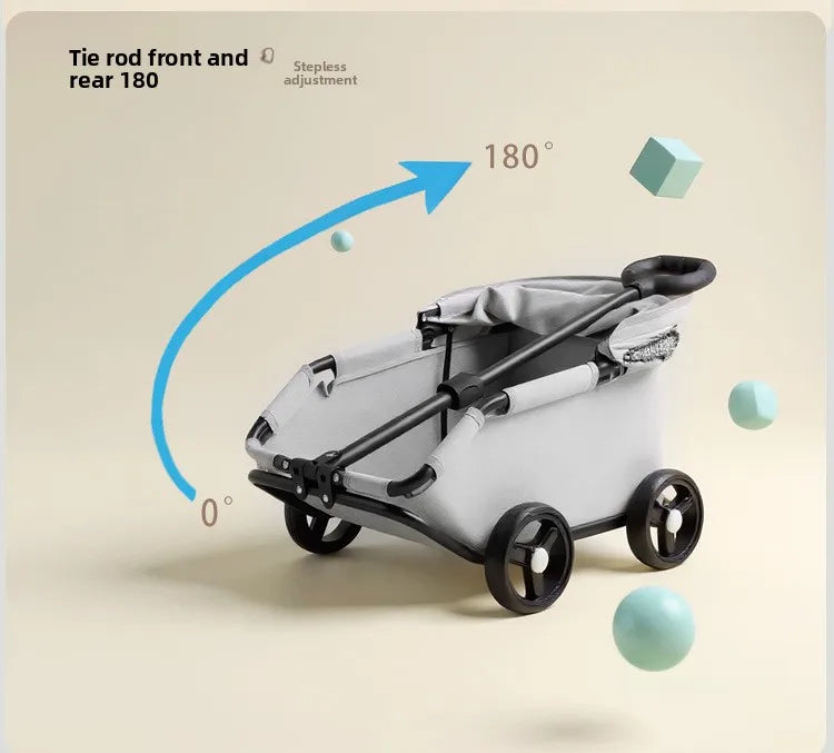 Foldable Small Pet Stroller Cart Lightweight Oxford Dog Cat Carrier Trolley Telescopic Pull Wagon Outdoor Walking Shopping