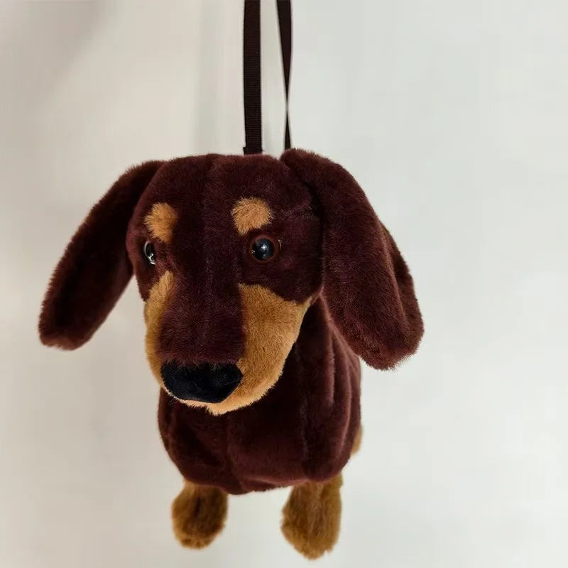 Sausage Dog Plush Backpacks Kawaii Puppy Soft Stuffted Bag Versatile Plush Backpacks Cartoon Plush Shoulder Bag Gift for Friend