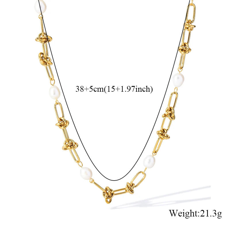 EILIECK 316L Stainless Steel Metal Colored Zircon Chain Necklace Bracelet Set For Women Fashion Statement Waterproof Jewelry
