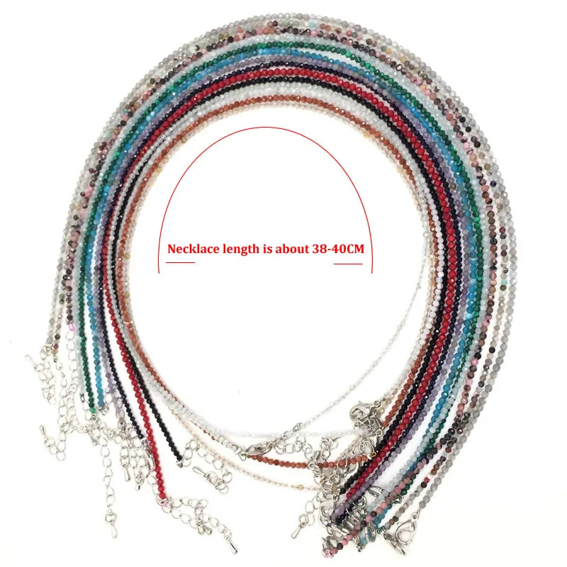 2024 New Boho 2mm Natural Stone Crystal quartz Necklace Bracelet Small Chain Ladies Fashion Accessories Charm Jewelry Accessorie