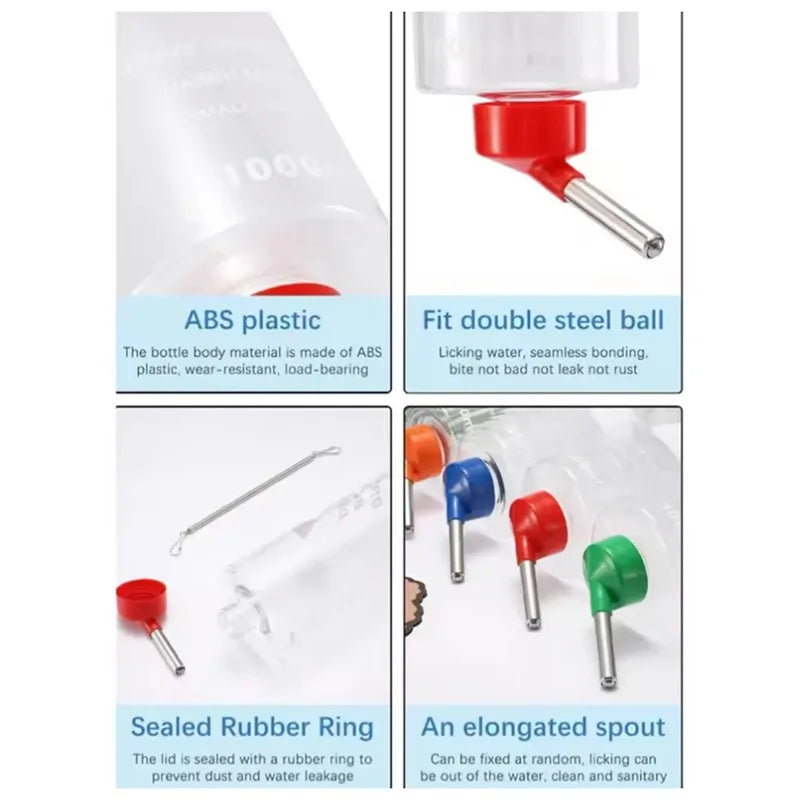 Rabbit Water Bottle Dispenser Large Capacity Guinea Pig Drinking Feeder Bowls Cage Hanging Fountain Hamster Chinchilla Supply