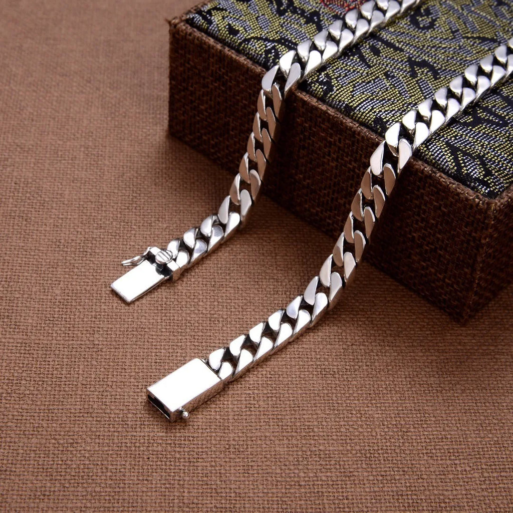 100% S925 Sterling Silver Necklace 7MM 8MM 10MM Punk 925 Silver Chains Original Certified Jewelry Gifts