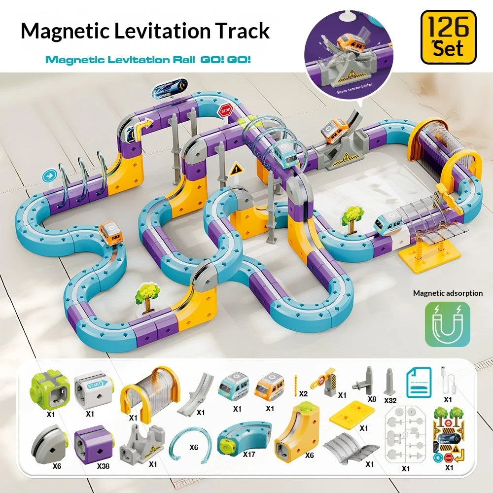 Magnetic Levitation Track Building Blocks Track Car Variable Assembled Track Puzzle Educational Toy Stem Family Interactive
