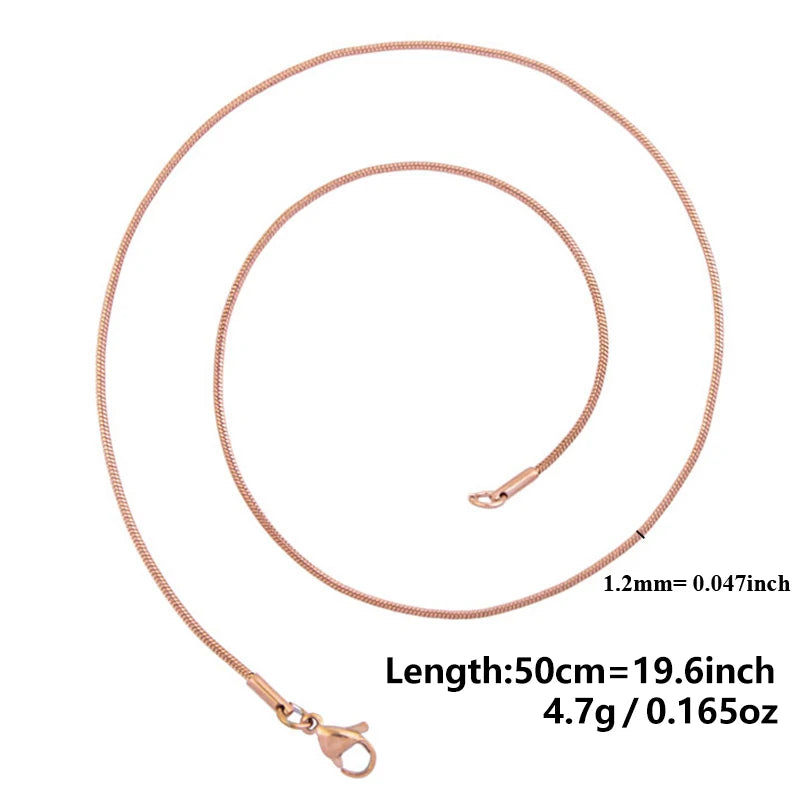10pcs 1.2mm Round Snake Chains Necklace Jewelry 45/50/60/70cm Length 5 Colors Unisex Stainless Steel Necklace Women Men Jewelry