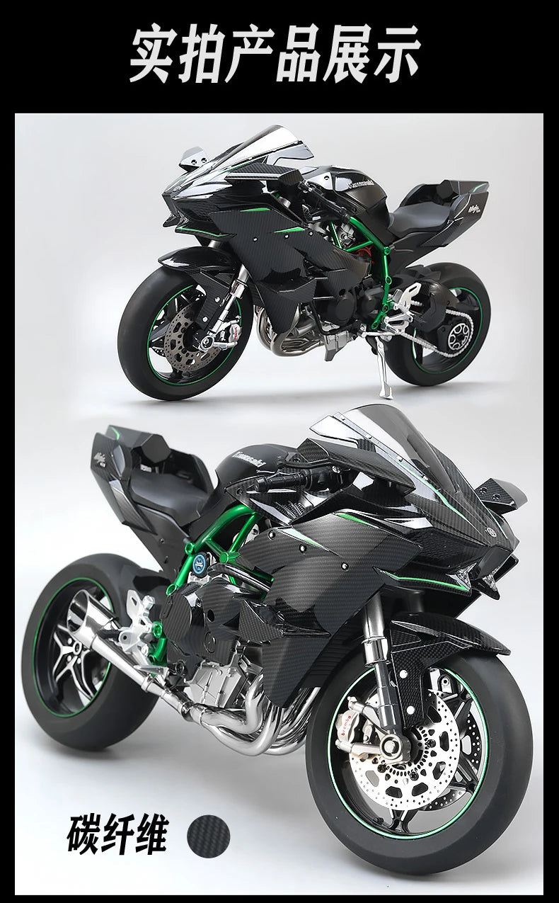 Spray 1:6 Kavvasaki Racing Ninja 500 H2R Motorcycle Simulation Sound Light Fast And Furious Kid Gift Collection Value Display