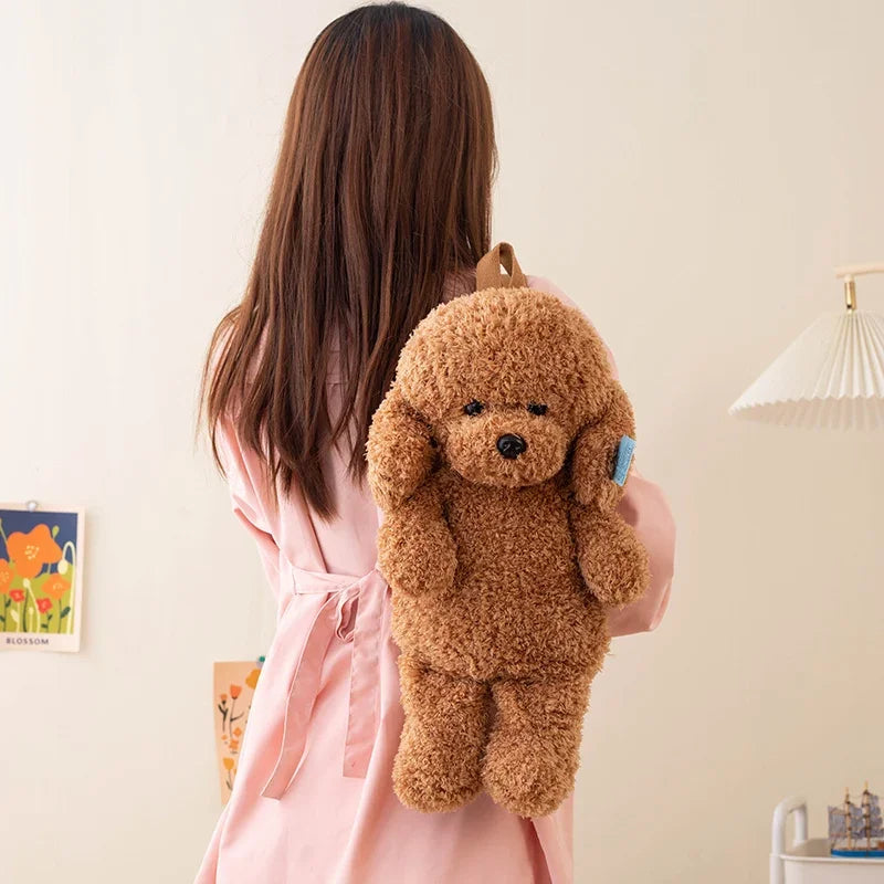 35/45CM Teddy Dog Backpacks Stuffed Animal Poodle Bag Plush Adjustable Schoolbags Kindergarten Plush Backpack Toys Gifts