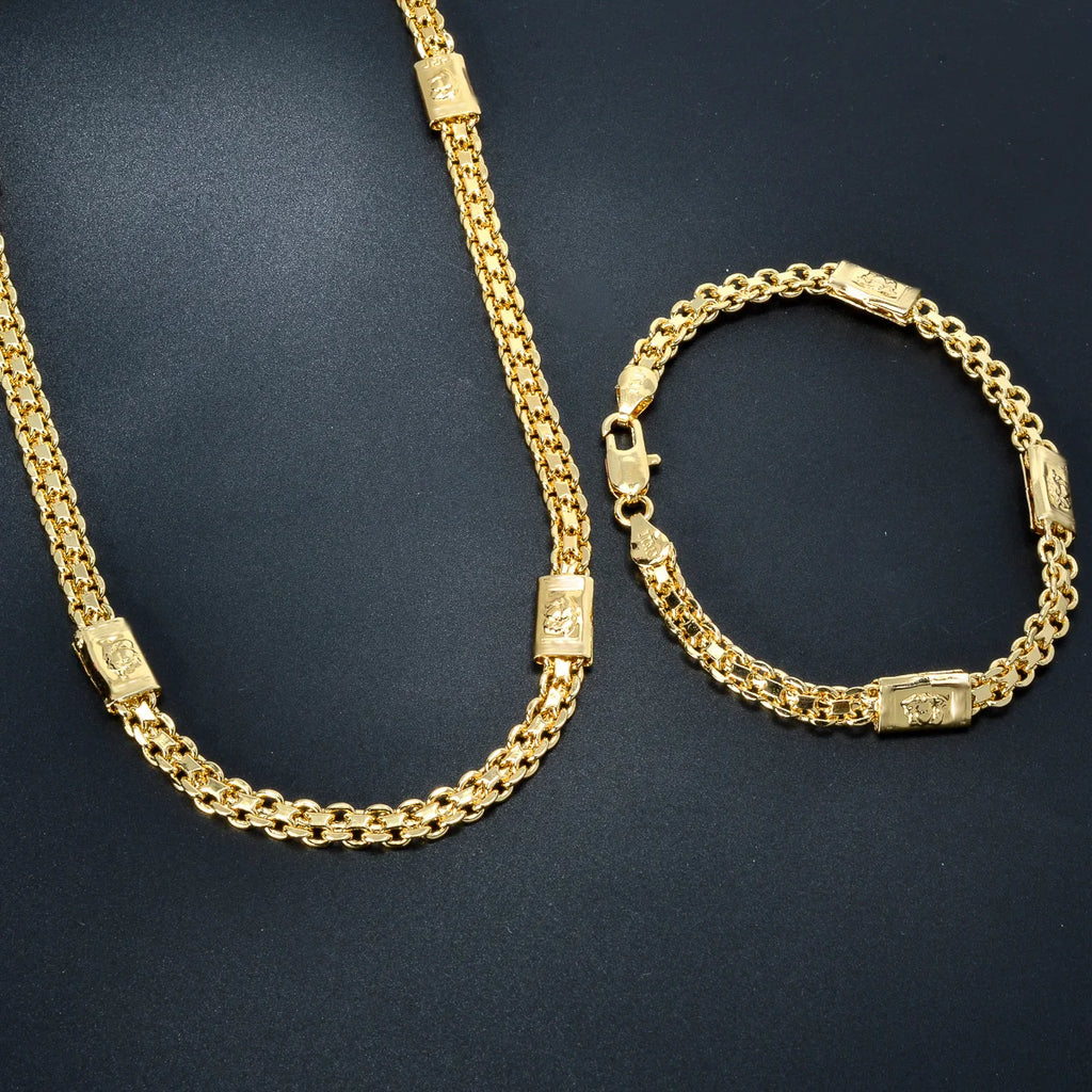 Italian Jewelry Set 18K Gold Plated Latest Design Women Men Copper Long Necklace  Dubai Gift Trendy Party Engagement Jewellery