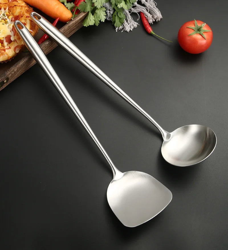Food Stainless Steel Wok Spatula Metal kitchen utensils Slotted Turner Spoon Ladle Cooking Tools Utensil Set Kitchen Accessories