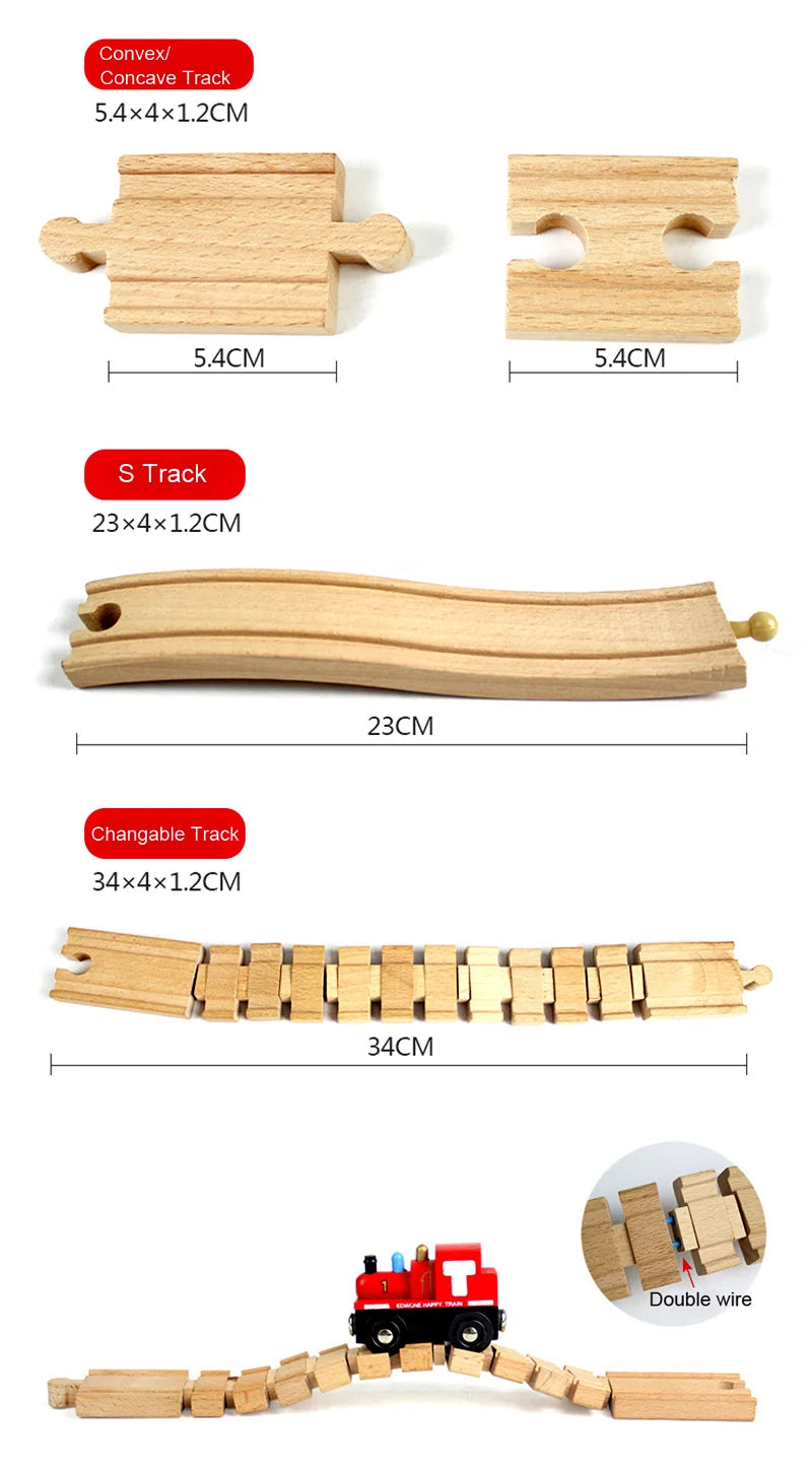 Wooden Track Railway Toys Beech Wooden Train Track Accessories Fit For All Brand Wood Tracks Educational Toys For Children