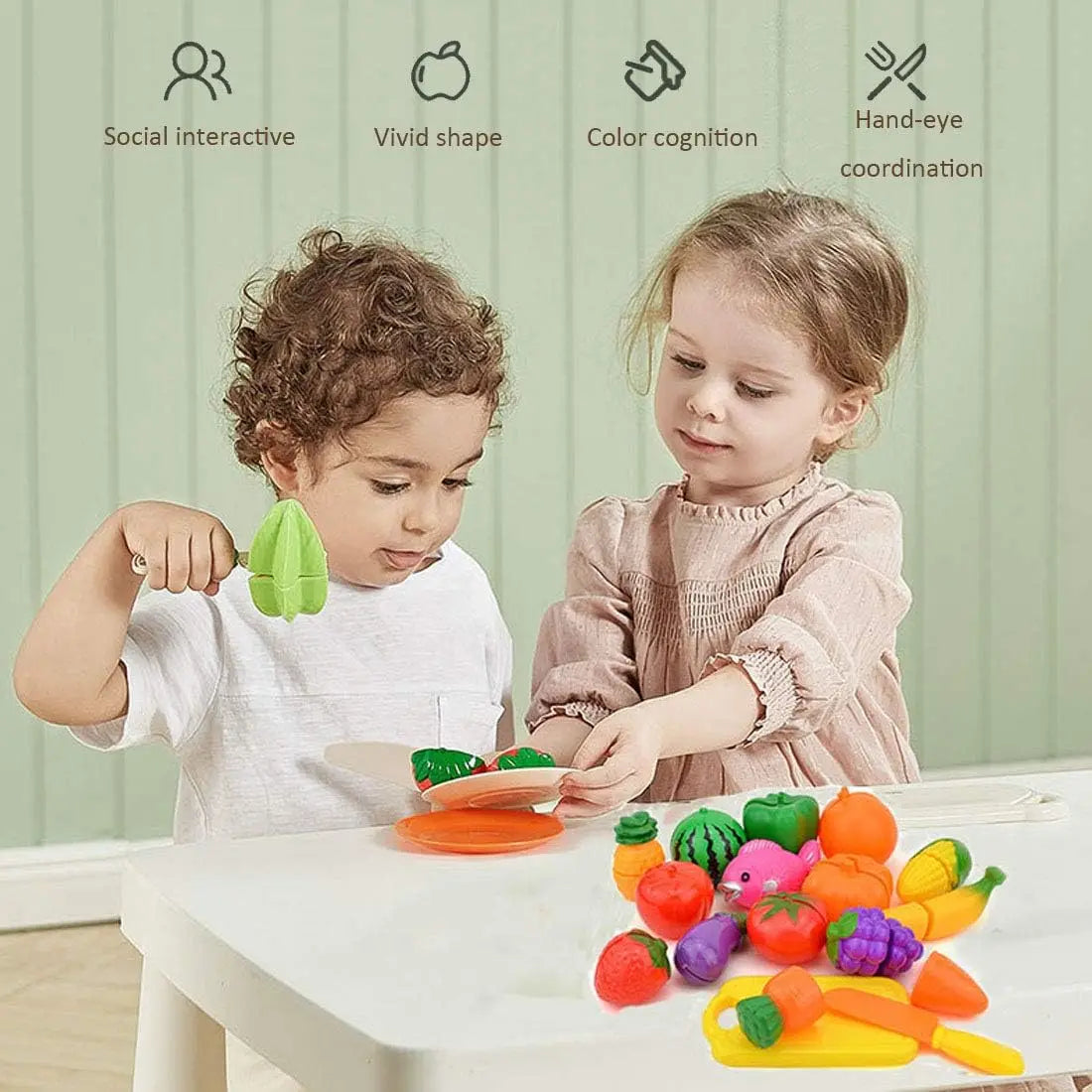 Cutting Fruits Vegetables Toys Set Game Baby Plastic Food Toy Simulated Kitchen Toy Children Pretend Play Cakes Toys Girls Gifts