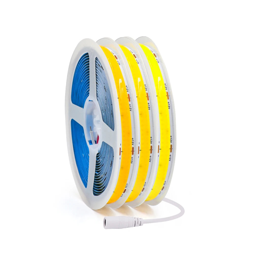 12V 24V COB LED Strip Light 1 2 5 Rows Super Bright 320 600 1600LED/M Flexible Tape High Density Linear Lights 3000K 4000K 6500K