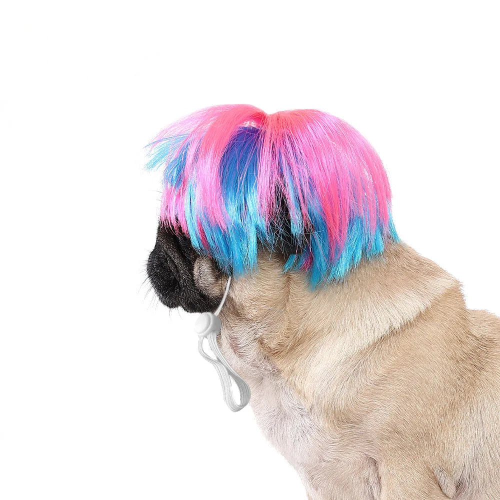 Cute Funny Pet Wig Adjustable Elastic Band Design Cat Wig Dog Wig Pet Cosplay Props Photography Prank Gifts