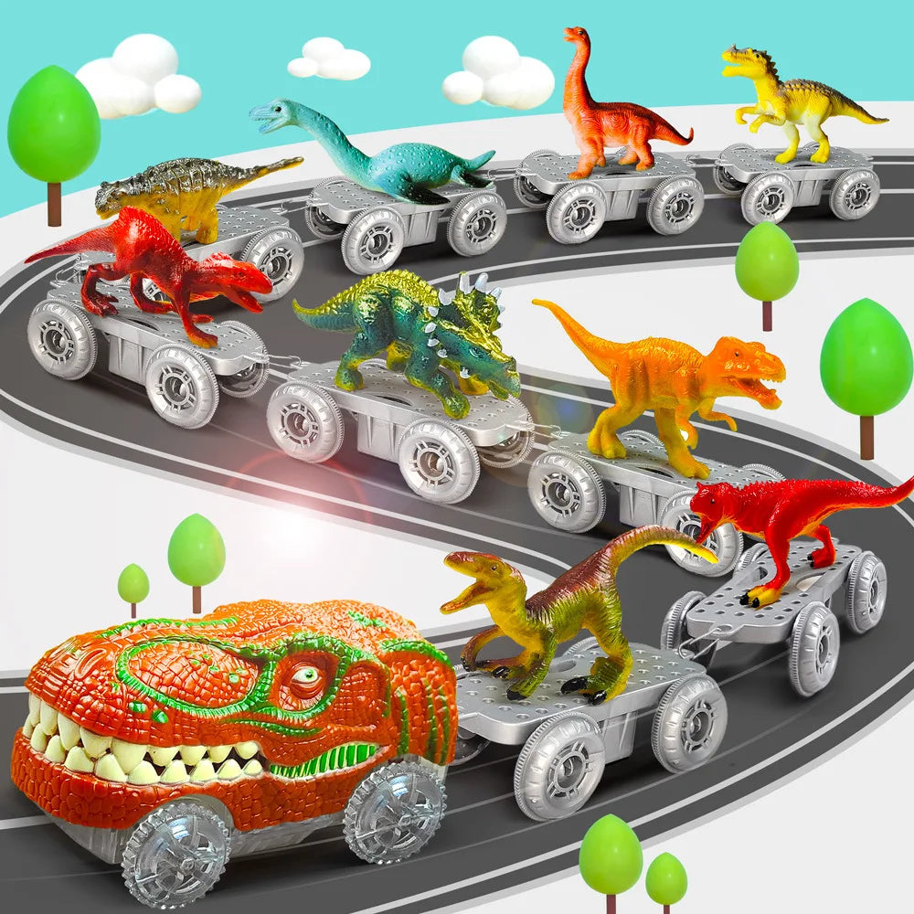 Dinosaur Rail Car Assembly Diy Roller Coaster Assembly Puzzle Versatile Track Electric Train Toy Gift