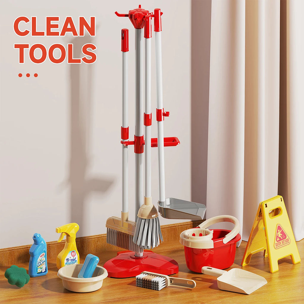 Kids Cleaning Toy Set for Toddlers Mini Broom Dustpan Mop Pretend Play Housekeeping Supplies Kits Montessori Toys Girl Boy Gifts