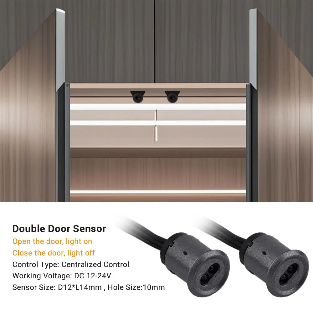 Under Cabinet COB LED Strip Light Collection Display Closet Bookcase Wardrobe Lamp Tape Penetrable Wood Dimmable Touch Sensor