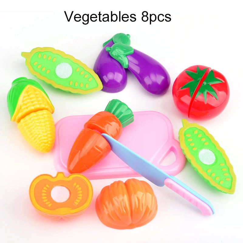 Simulated Fruit and Vegetable Cutting Play Toys Children Pretend Play Parent-child Interaction Toy for Birthday Gift TMZ