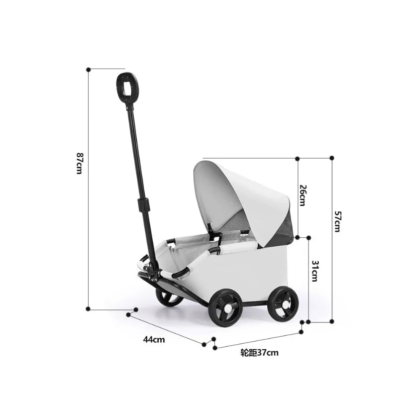 Foldable Small Pet Stroller Cart Lightweight Oxford Dog Cat Carrier Trolley Telescopic Pull Wagon Outdoor Walking Shopping