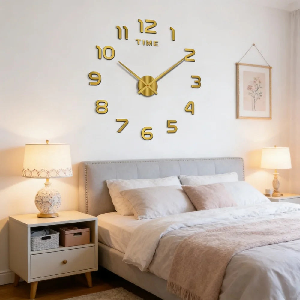 2D/3D Large Roman Numeral Acrylic Mirror Wall Clock Sticker Fashion DIY Quartz Clocks Watch Home Decoration Living Room Stickers