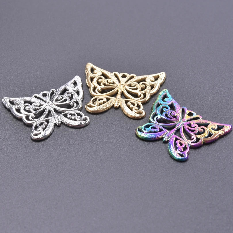 10PCS Ancient Egyptian Scarab Beetle Pendants Charms Stainless Steel Dragonfly Butterfly Pendant for Jewelry Making DIY Necklace
