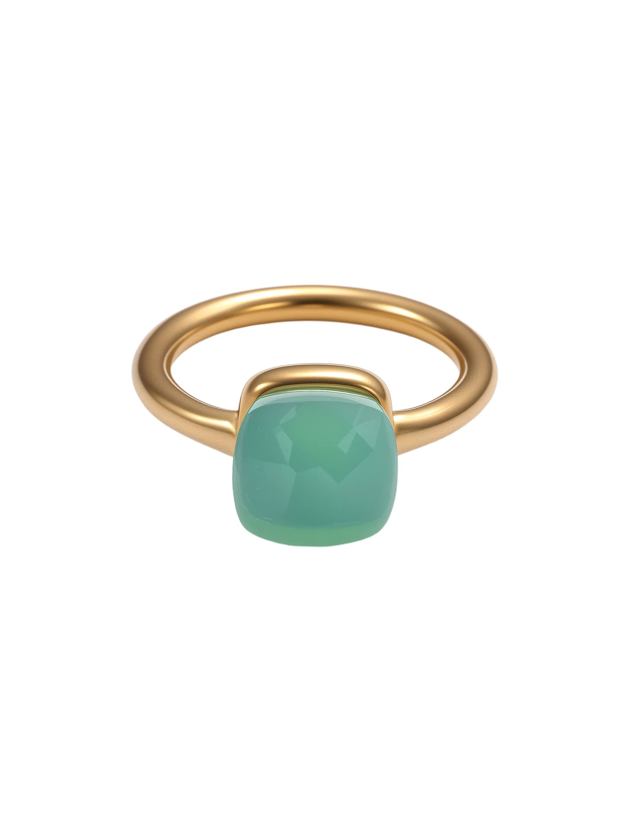 Colorful Crystal Nude Ring for Women 18K Gold Plated Stainless Steel Candy Color Square Stone Statement Rings Jewelry Gift