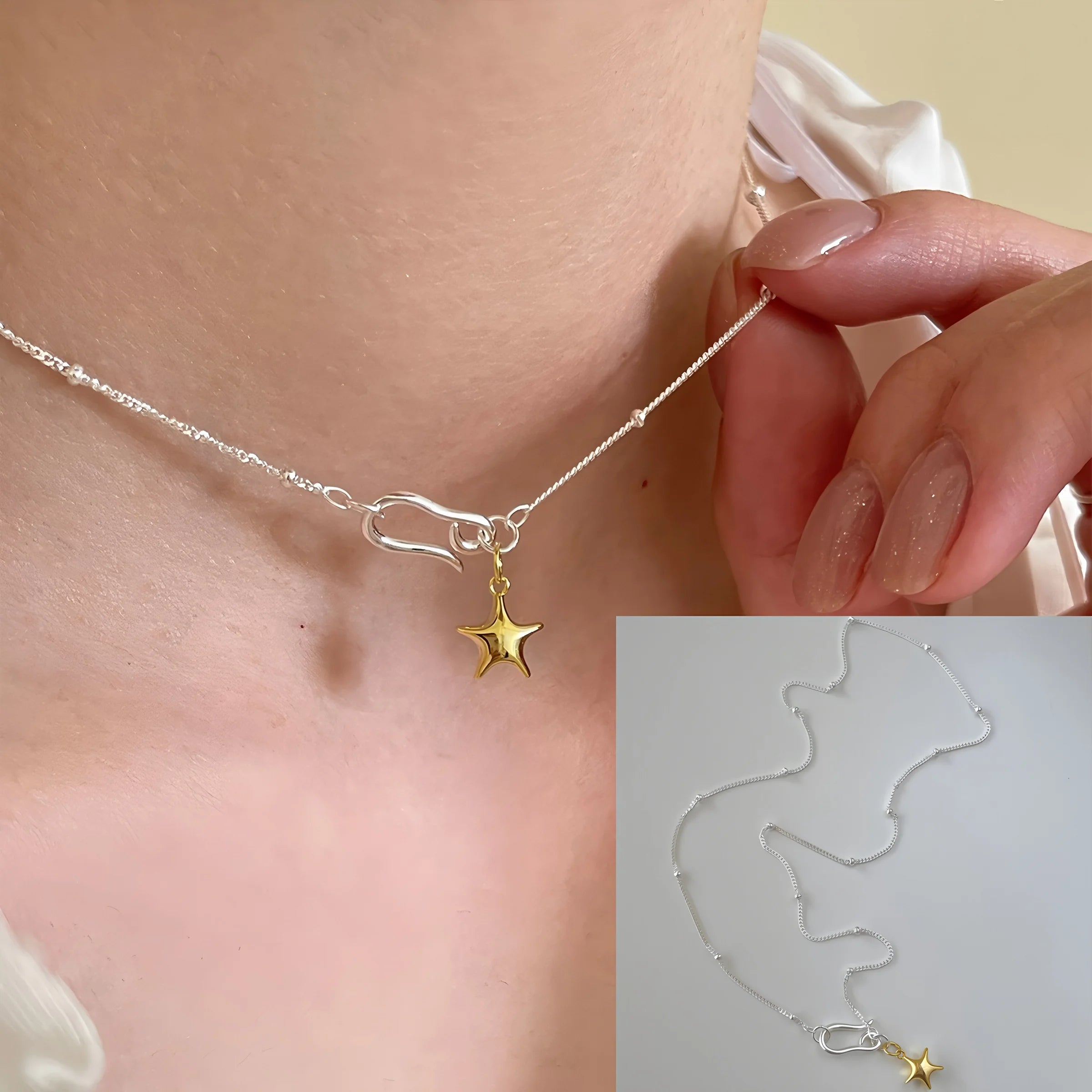 PANJBJ 925 Sterling Silver Onyx Necklace for Women Girl Concise Individuality Fashion Jewelry Birthday Gift Dropshipping