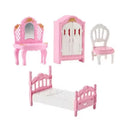 Pink Miniature Dollhouse Furniture Accessories Set Mini House Furniture Room Collection with Bedroom Living Room Kitchen Bathrom