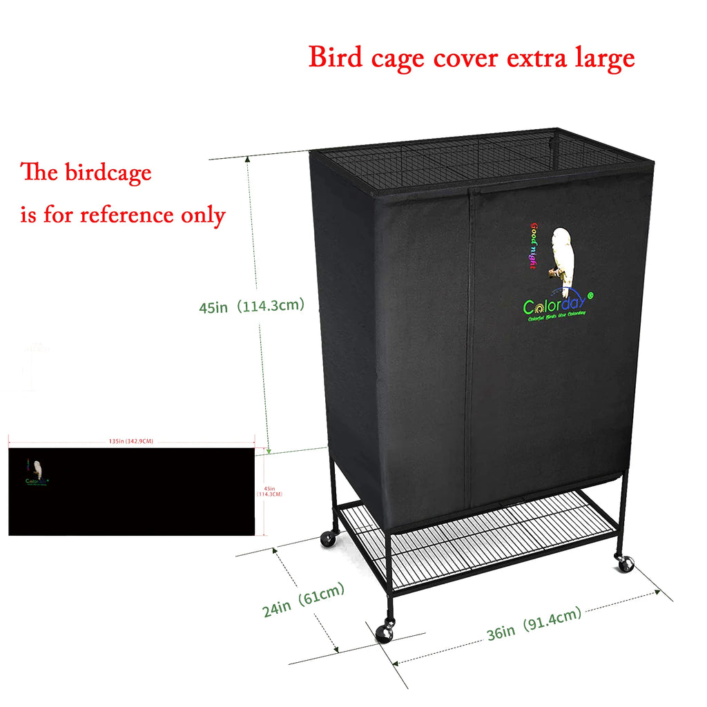 Black Bird Cage Shading Cover, Large Universal, Blackout, Breathable Parrot Cage, Good Night Covers