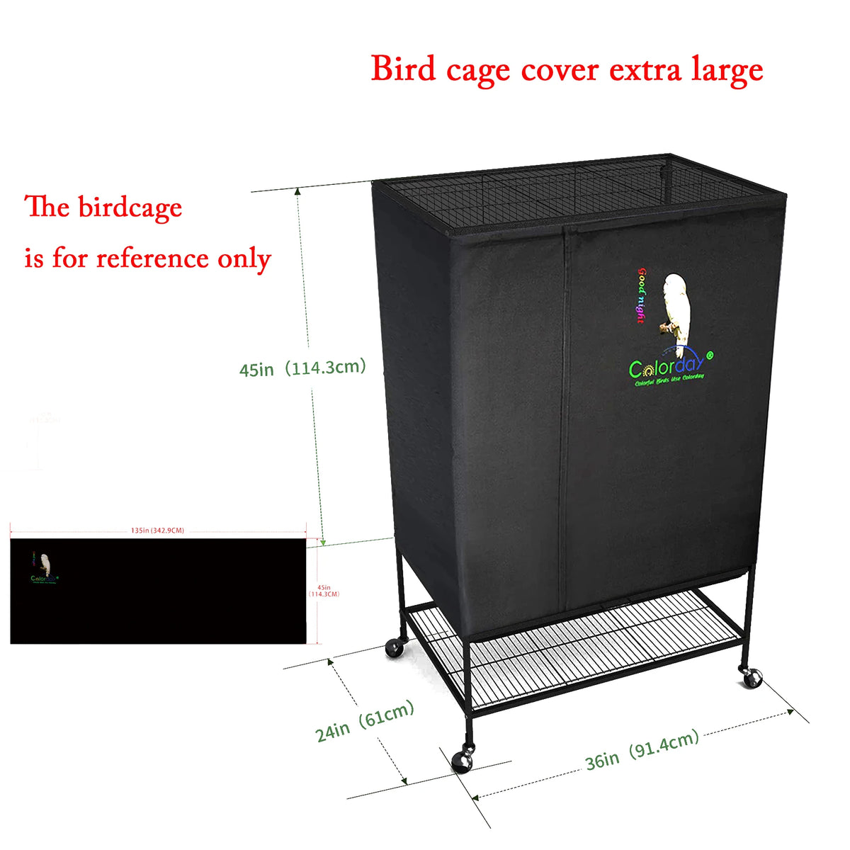 Black Bird Cage Shading Cover, Large Universal, Blackout, Breathable Parrot Cage, Good Night Covers