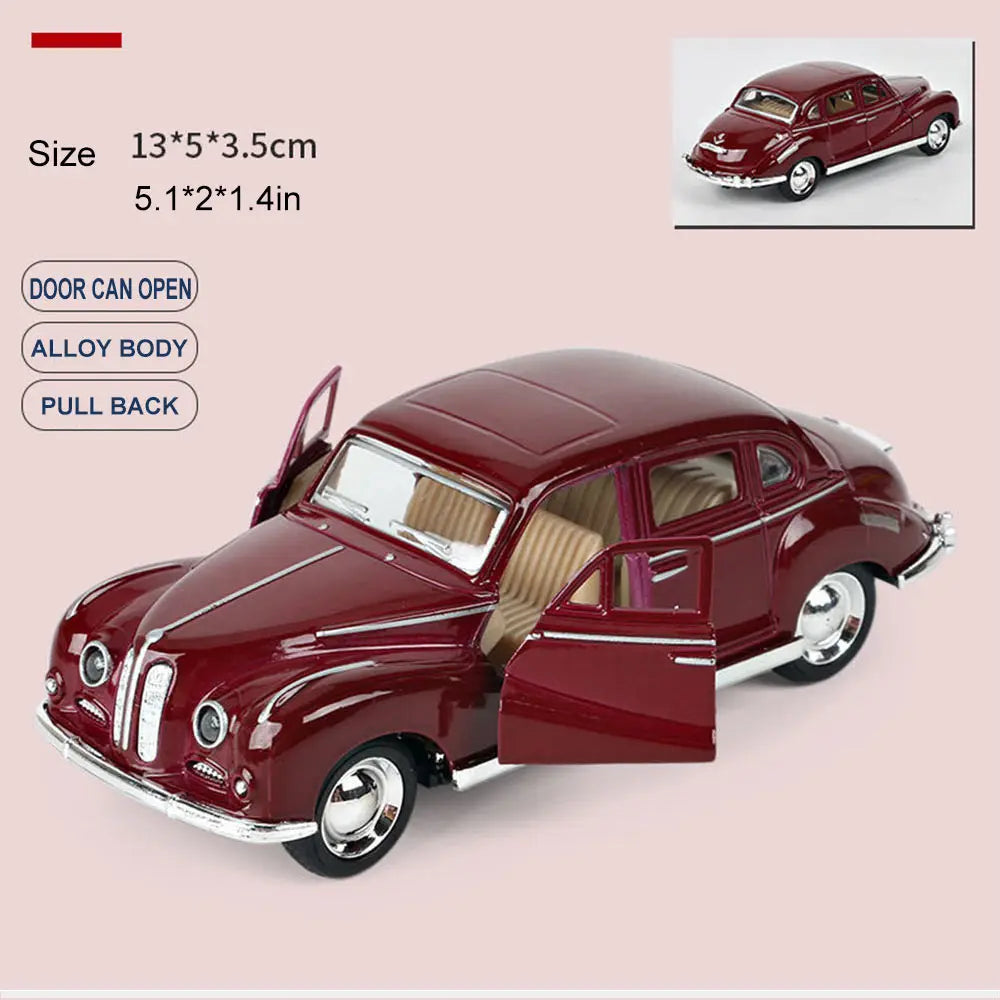 1:32 Alloy Diecast Cabriolet Vintage Car Model Classic Pull Back Car Miniature Vehicle Replica For Collection Decorate Gifts kid