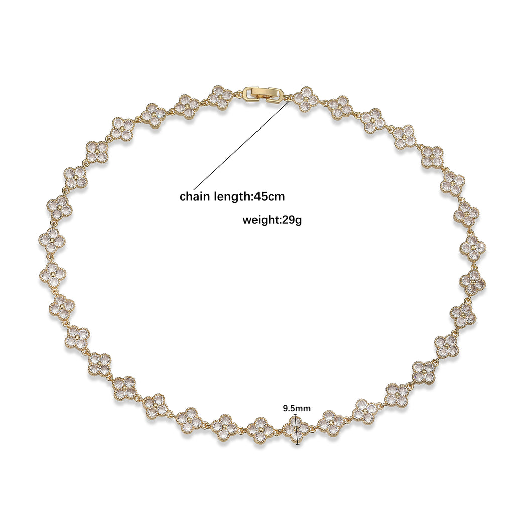 Multi-Color Women's Zircon Flower Delicate Bracelet/Necklace Rainbow Jewelry Gift Optional Mix-and-Match 1 Pcs