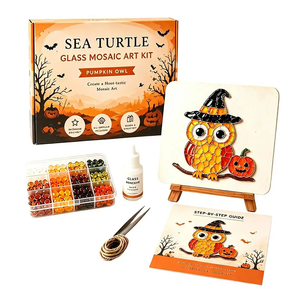 Halloween Sea Glass Mosaic DIY Art Kit for Adults Xmas Themed Seaglass Craft Set Handmade Christmas Sea Glass Art Kit Home Decor