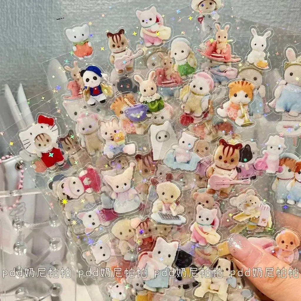 Sylvanian Families Sticker Children's Toy Kitchen Toys Girl Sylvanians Family Kids Toys for Girls Ternuries Silvania Familiy