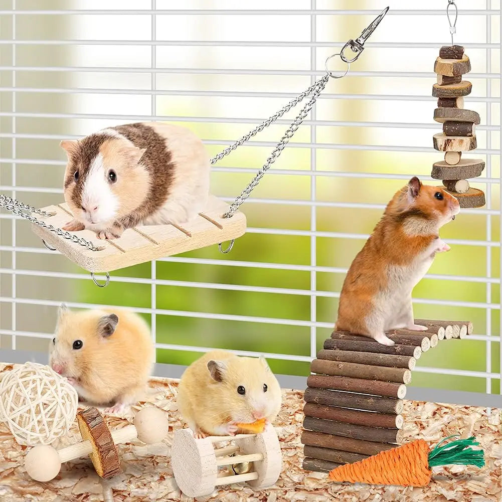 8-Piece Set Pet Rabbit Guinea Pig Dragon Cat Fun Toy Hamster Tooth Grinding Set Pet Tooth Grinding Snacks