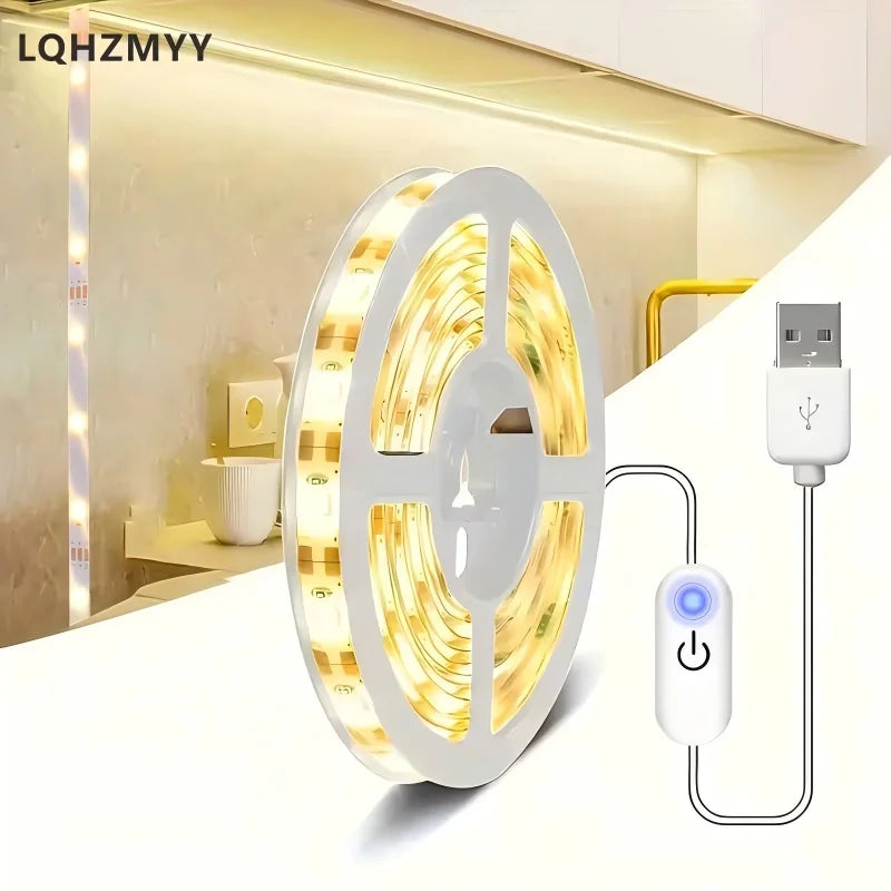 1 Led Light Strip with Touch Control Dimming, Low Voltage 5V, USB Powered, Touch Switch, Long Press to Adjust Light Brightness, Can Be Cut to Different Lengths, 3000K Warm White/6000K Pure White Led Strip, Suitable for