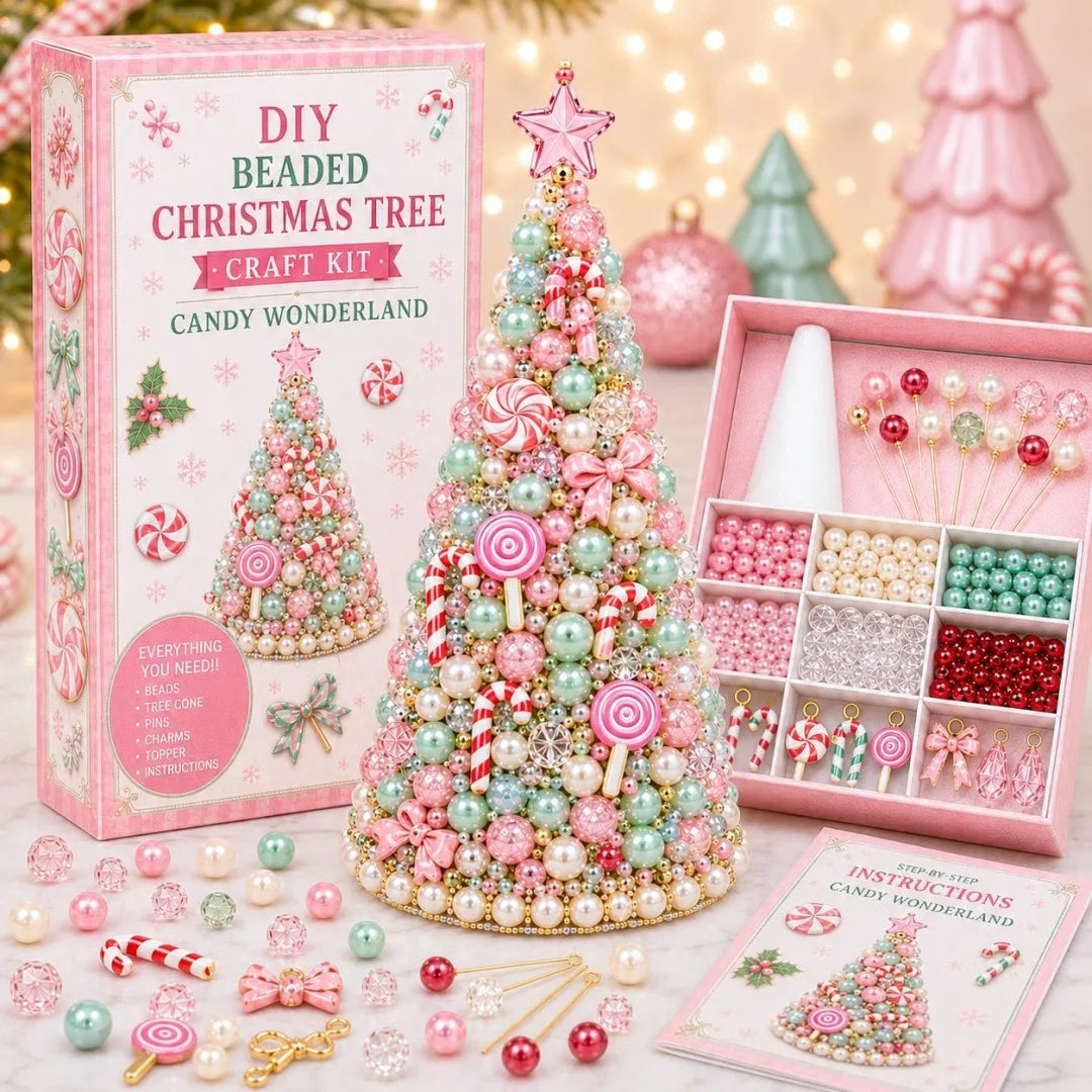 DIY Beaded Christmas Tree Craft Kit Sparkling Holiday Ornament Making Set for Kids Adults Festive Home Decor