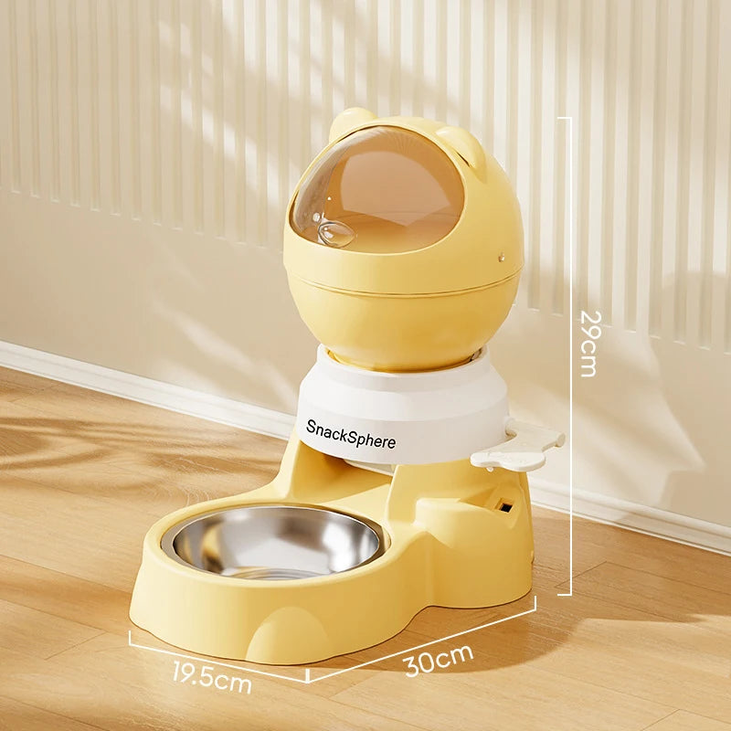 Push-Button Automatic Pet Feeder - Large Capacity Anti-Spill Food Dispenser for Cats & Dogs