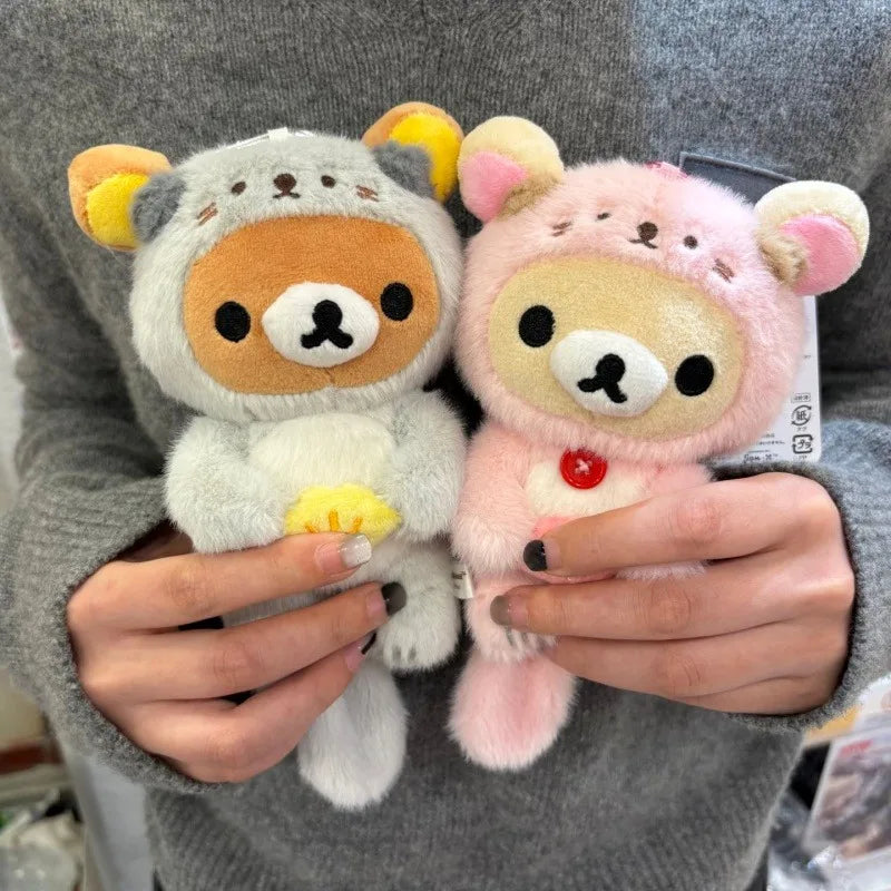 Rilakkuma Sea Otter Plush toy Keychain kawaii Korilakkuma Stuffed Doll Pouch San-X lazy bear Cartoon plush coin purse Bag Charm