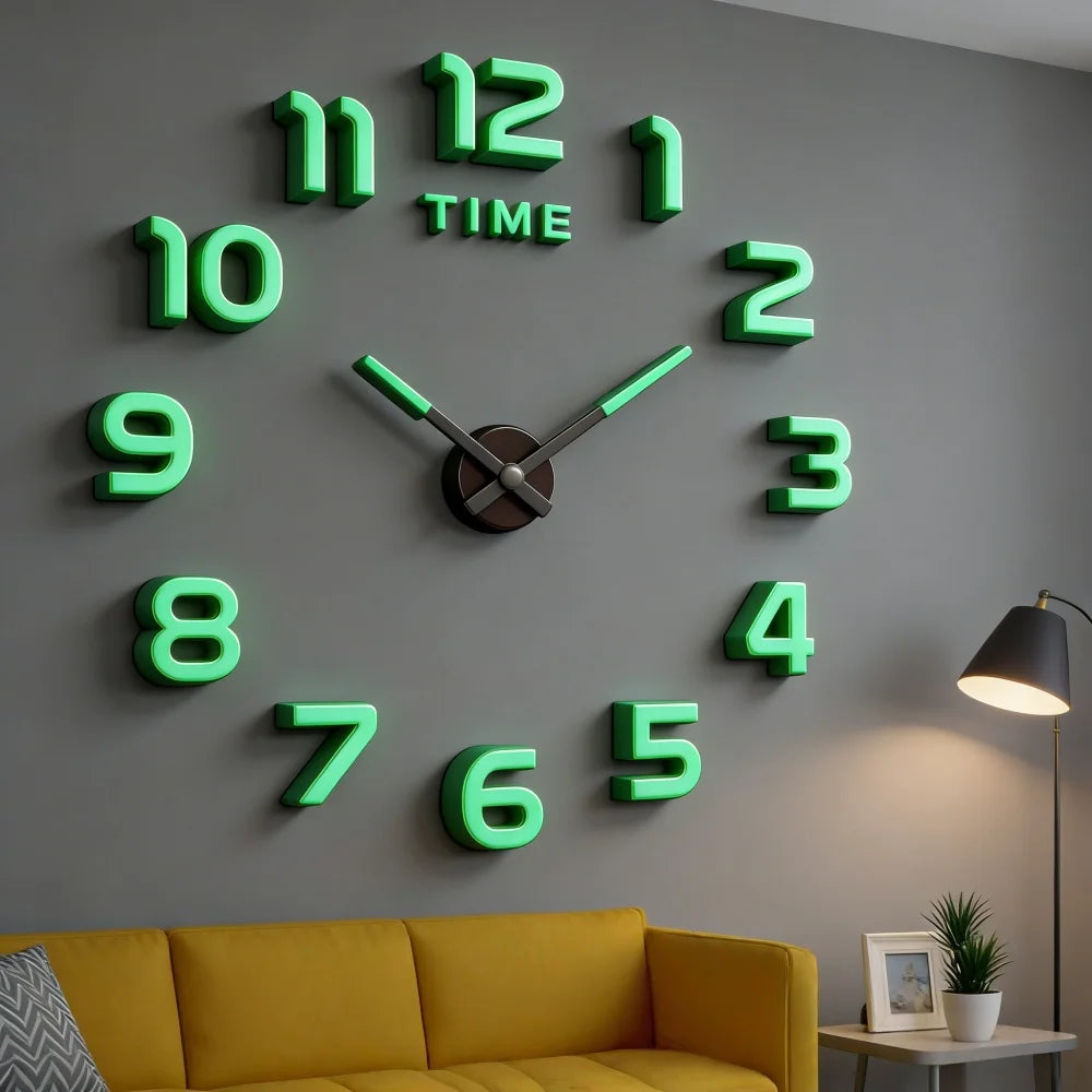 2026 Modern Design Large Wall Clock 3D DIY Quartz Clocks Fashion Watches Acrylic Mirror Stickers Living Room Home Decor Horloge