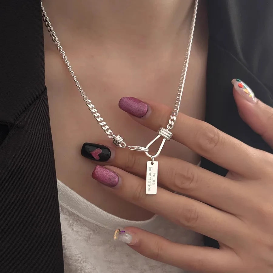 925 Sterling Silver Necklace Black Beads Square Irregular Punk Geometric for Women Girl Jewelry Gift Dropshipping Wholesale